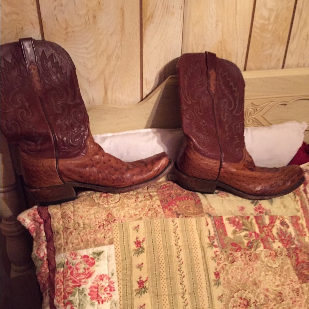 Ostrich and alligator skin boots